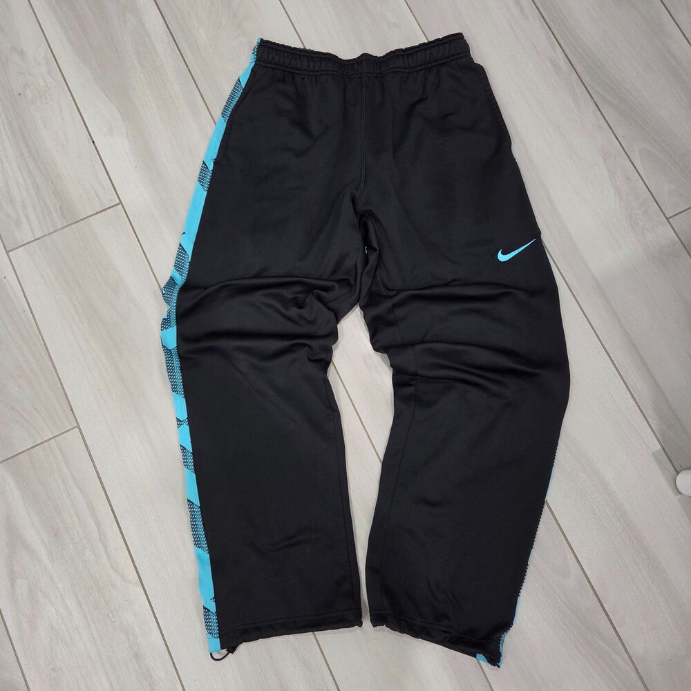 Nike Elite Therma-FIT Basketball Pants Mens L Black Blue Y2K Track Sweatpants